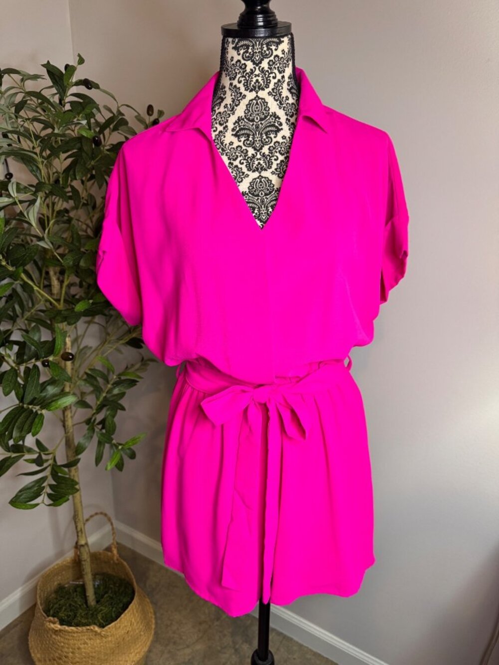 She + Sky Hot Pink Romper NWT